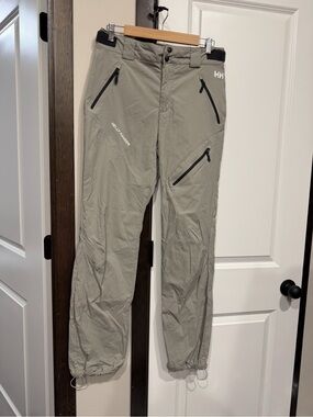 Helly Hansen Light Gray Technical Outdoor Pants with Zipper Pockets